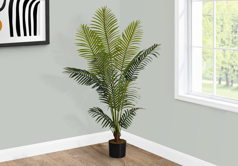 57" Tall Indoor Palm Tree - Real Touch Artificial Plant, Black Pot - Stylish Floor Decor