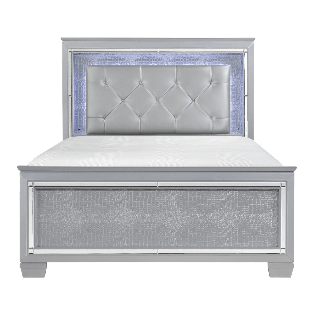 HomeTrend Allura Queen Size Silver Tufted Bed