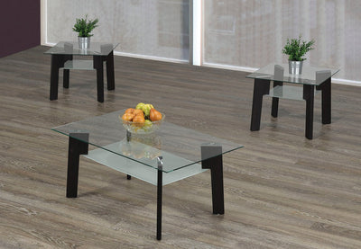 Angularly Simplistic Glass Coffee Table Set - IF-2082-3PCs