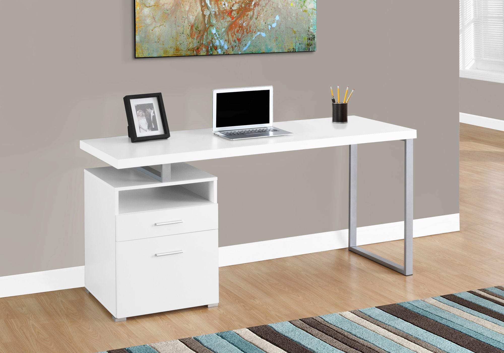 Monarch Computer desk 60 l White silver metal