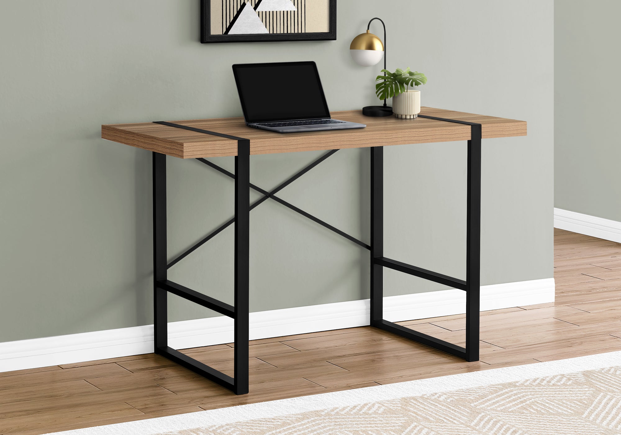 Monarch Specialties I 7657 Computer Desk 48 L Light Reclaimed Wood Black Metal