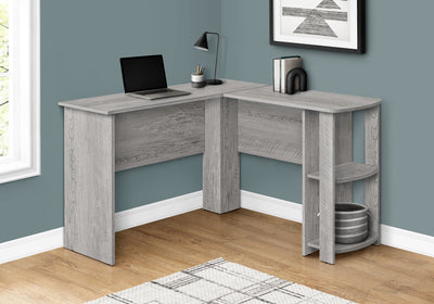 Computer Desk - Industrial Grey L-Shaped Corner/2 Shelves - I 7720