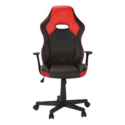 Office Chair - Gaming / Black / Red Leather-Look