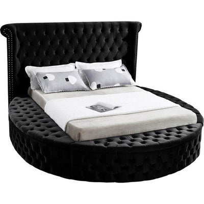 Space Saving and Luxurious Round Black Velvet Bed - IF-5773-Q
