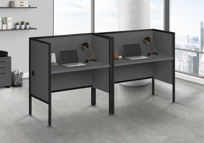 Modern 48" Grey/Black Office Cubicle | Commercial Grade Desk