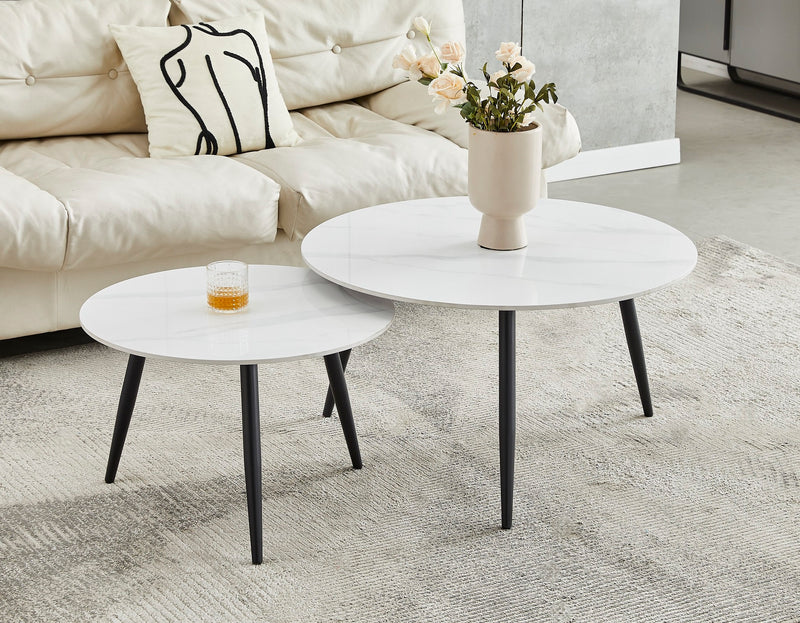 Modern 2-Piece Coffee Table Set with Sintered Stone Marble Top