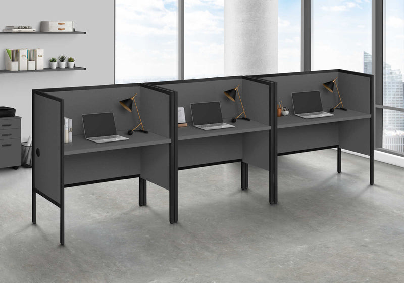 Modern 48" Grey/Black Office Cubicle | Commercial Grade Desk