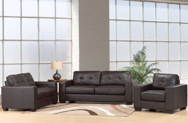 Cozy Comfort 3-Piece Brown Gel Leather Living Set