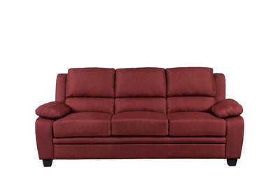 Ensemble de canapé en tissu rouge avec dossier haut et oreillers sur les accoudoirs