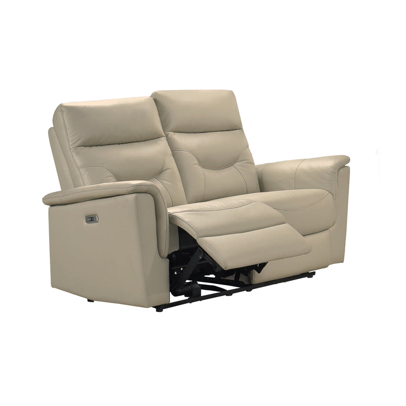 Latte Power Reclining Love Seat - Top Grain Leather Match