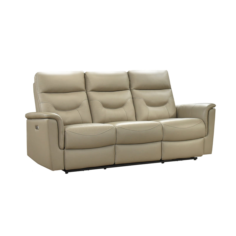 Latte Power Reclining Sofa - Top Grain Leather Match