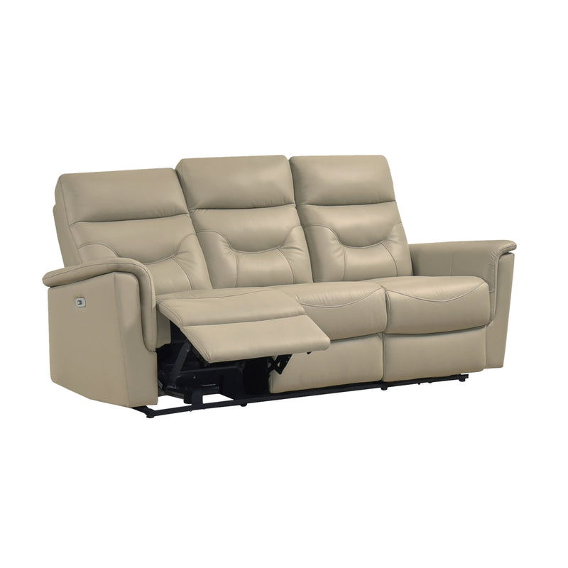 Latte Power Reclining Sofa - Top Grain Leather Match