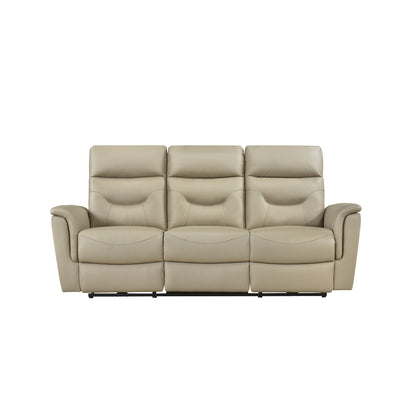 Latte Power Reclining Sofa - Top Grain Leather Match