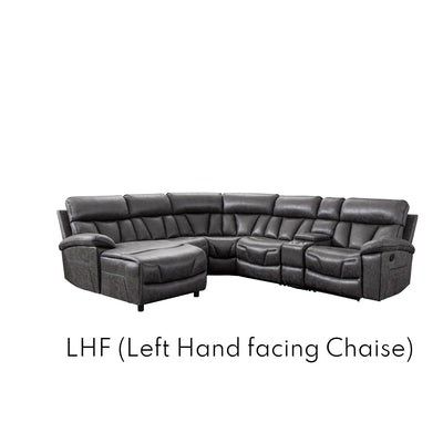 Canapé sectionnel inclinable Newton gris - Sièges surdimensionnés et confortables pour le salon ou l'espace de divertissement