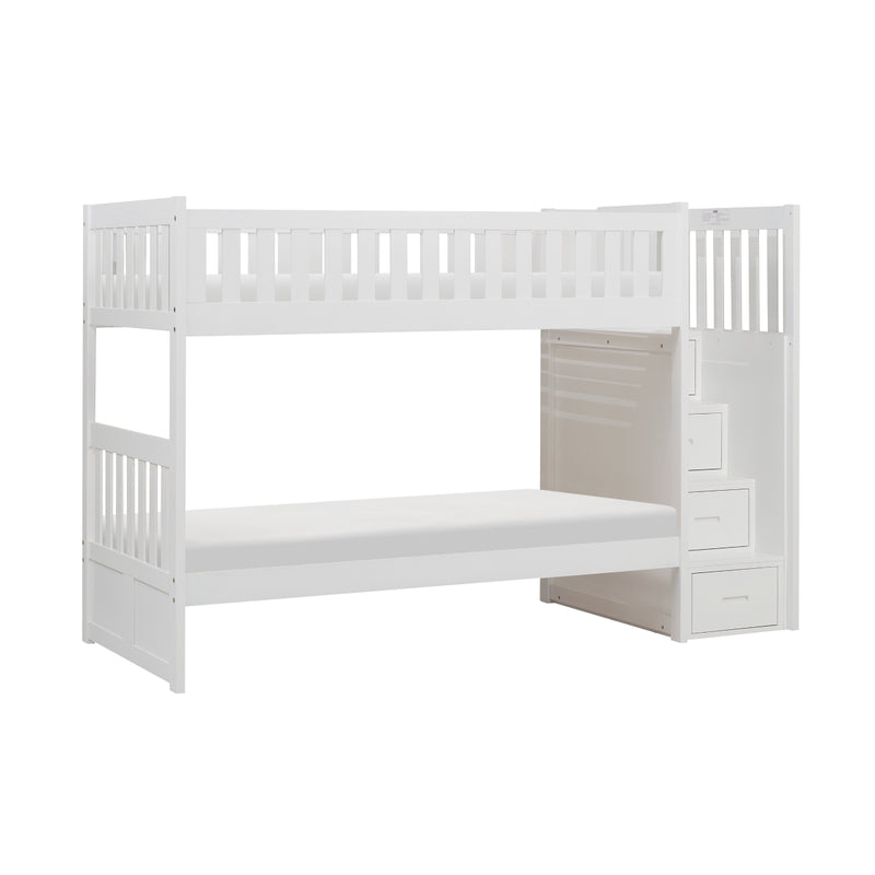 Twin/Twin Staircase White Bunkbed with Bedroom Furniture Options