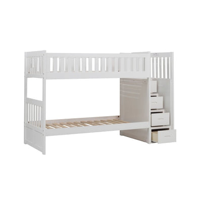 Lit superposé blanc avec escalier double/jumeau avec options de mobilier de chambre