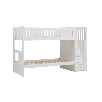 Lit superposé blanc avec escalier double/jumeau avec options de mobilier de chambre