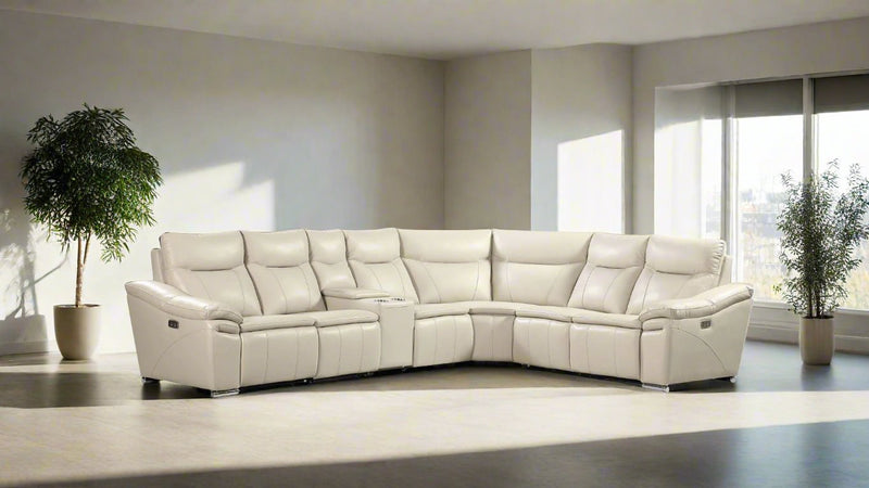 Beige-Leather-Power-reclining-sectional