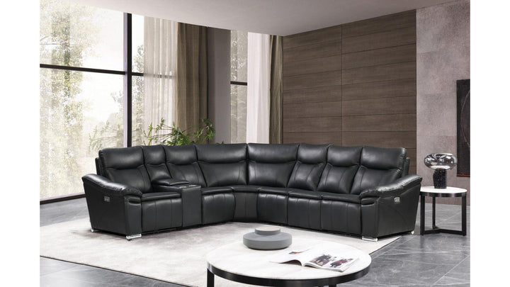 Genuine Leather Match Black Power Reclining Sectional Payless Furniture