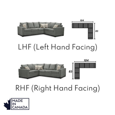 Sectionnel 3 x 2 fabriqué au Canada | Configuration LHF/RHF | 17 options de couleurs