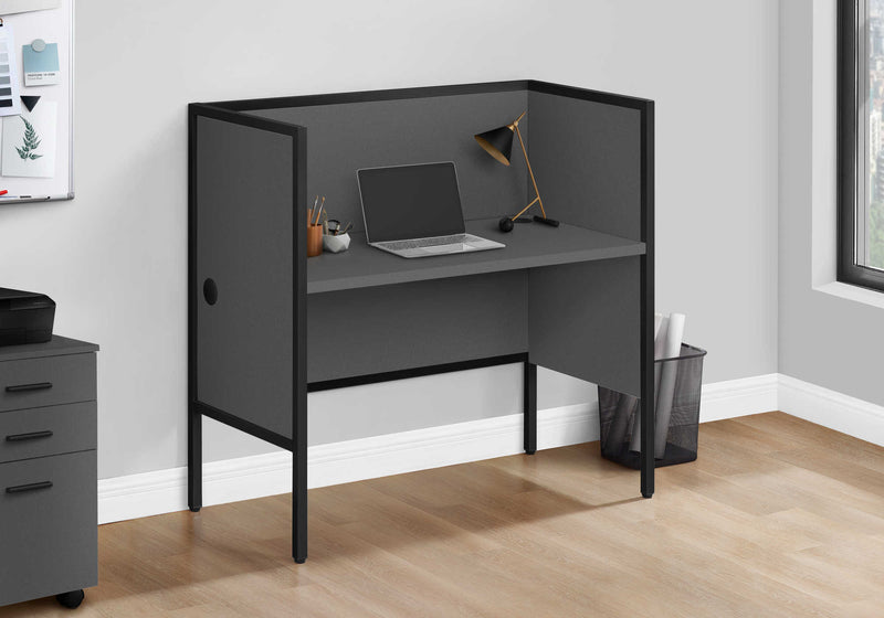 Modern 48" Grey/Black Office Cubicle | Commercial Grade Desk