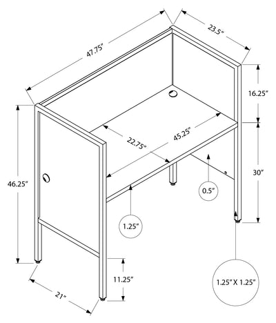 Bureau moderne gris/noir de 48 po | Bureau de qualité commerciale