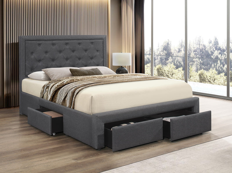 LuxeStore 4-Drawer Tufted Platform Bed