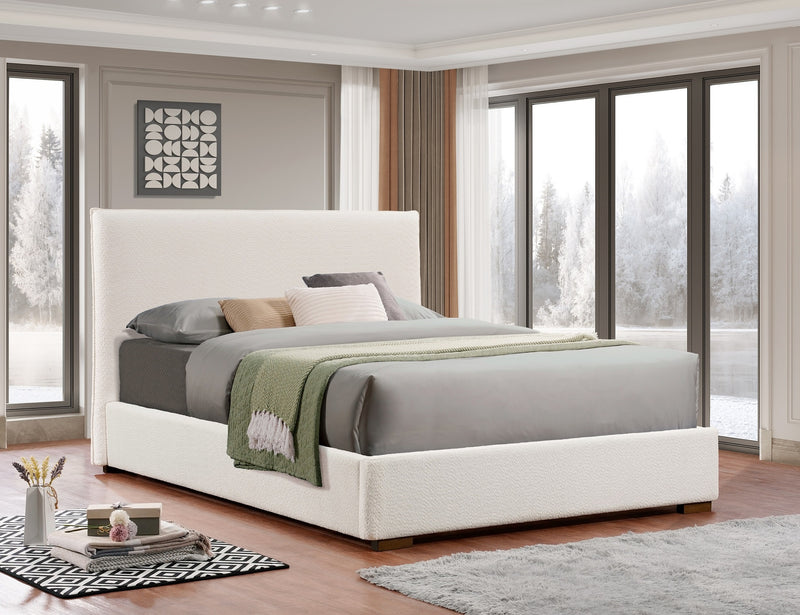 Beige Boucle Fabric platform bed