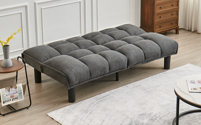 Grey ComfortSplit SofaBed: Memory Foam & Sleek Black Leg Design
