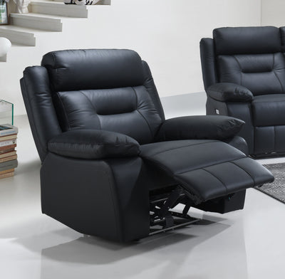 3-Piece Power Recliner Sofa Set – Black Leather with USB Ports