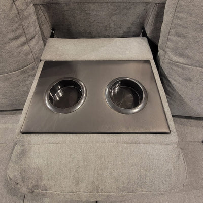 Grey Fabric RHF Chaise Sectional | Storage | Cupholders | USB / Power Outlet