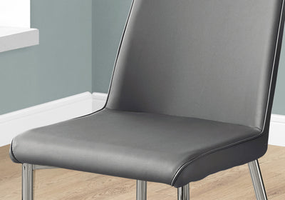 Lot de 2 chaises de salle à manger en similicuir gris - Design contemporain en métal chromé