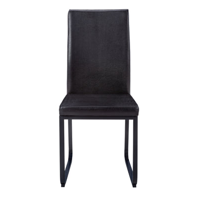 Lot de 2 chaises de salle à manger rembourrées en similicuir noir - Style contemporain moderne