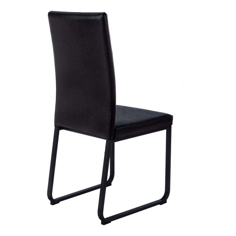 Lot de 2 chaises de salle à manger rembourrées en similicuir noir - Style contemporain moderne