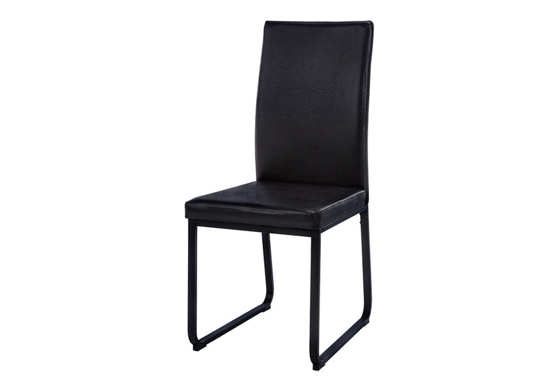 Set of 2 Black Leather Look Upholstered Dining Chairs - Modern Contemporary Style