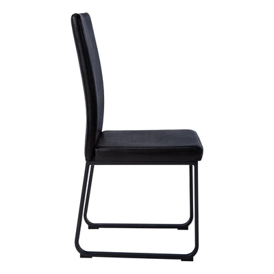 Lot de 2 chaises de salle à manger rembourrées en similicuir noir - Style contemporain moderne