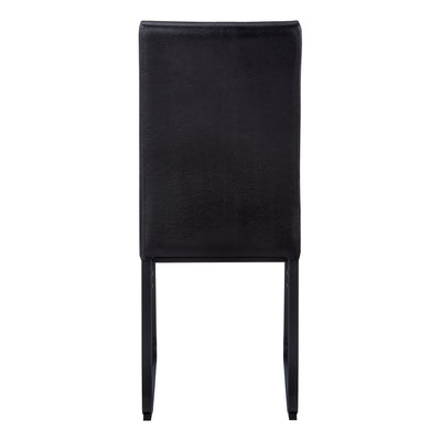 Set of 2 Black Leather Look Upholstered Dining Chairs - Modern Contemporary Style