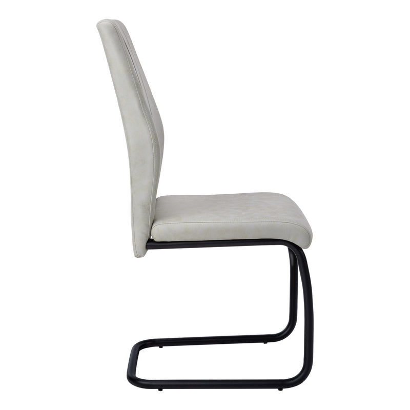 Lot de 2 chaises de salle à manger rembourrées en tissu gris - Cadre en métal noir contemporain