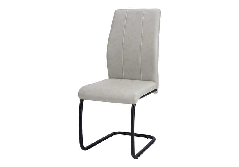 Lot de 2 chaises de salle à manger rembourrées en tissu gris - Cadre en métal noir contemporain