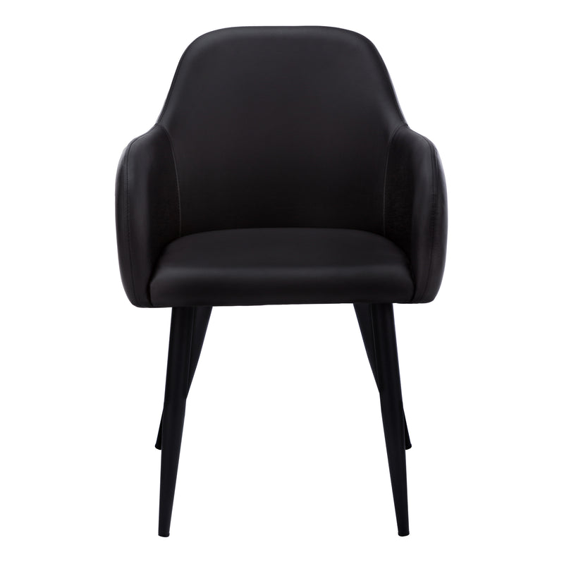 Set of 2 Black Leather Look Upholstered Dining Chairs - Modern Contemporary Style