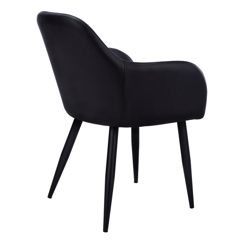 Lot de 2 chaises de salle à manger rembourrées en similicuir noir - Style contemporain moderne