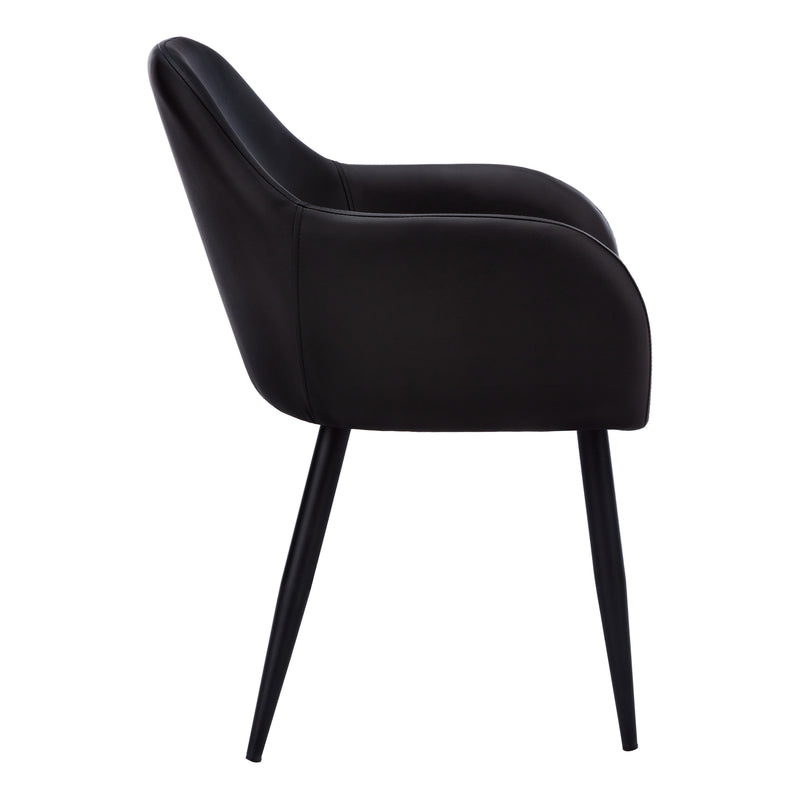 Lot de 2 chaises de salle à manger rembourrées en similicuir noir - Style contemporain moderne