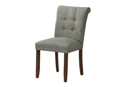 Modern Grey Fabric Upholstered Dining Chairs, Set of 2 - Walnut Wood Legs