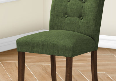 Set of 2 Green Fabric Upholstered Dining Chairs, Modern Design