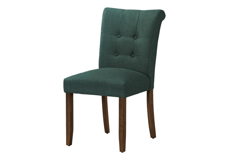 Modern Blue Fabric Upholstered Dining Chairs, Set of 2, Walnut Wood Legs