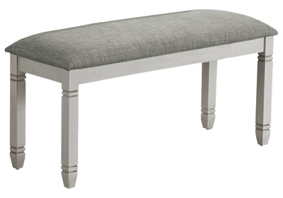 Banc, 41" Rectangulaire, Cuisine, Salle à manger, Entrée, Chambre à coucher, Rembourré, Bois, Bois massif gris, Tissu gris, Transitionnel