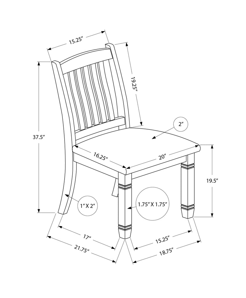 Chaise de salle à manger, hauteur 38 po, lot de 2, côté, rembourrée, cuisine, salle à manger, blanc antique, aspect lin beige, transitionnel