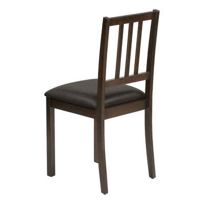 Dining Chair, Set Of 2, Side, Upholstered, Kitchen, Dining Room, Brown Leather Look, Brown Wood Legs, Transitional