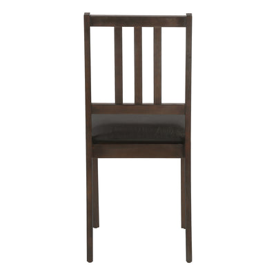 Dining Chair, Set Of 2, Side, Upholstered, Kitchen, Dining Room, Brown Leather Look, Brown Wood Legs, Transitional