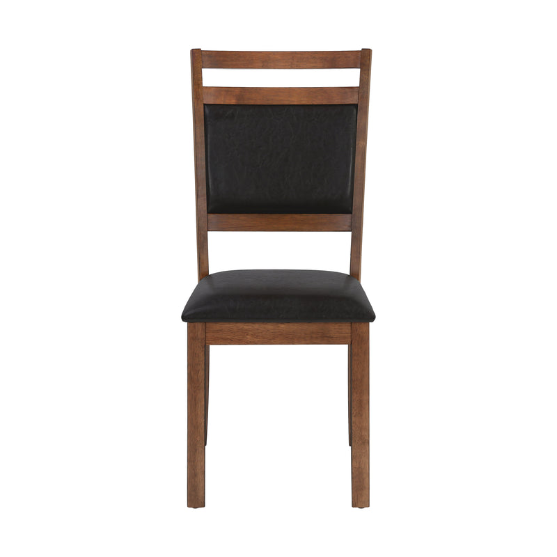 Dining Chair, Set Of 2, Side, Upholstered, Kitchen, Dining Room, Brown Leather Look, Walnut Wood Legs, Transitional